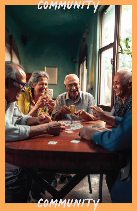 Senior residents enjoying community life together at HEYDAY