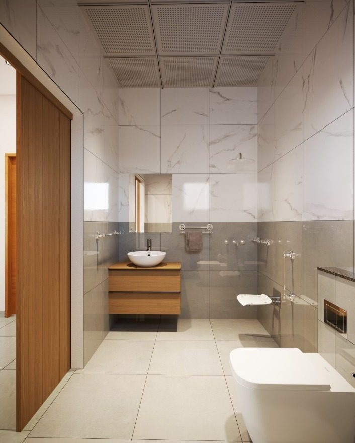 Spa-inspired bathroom and grooming suite at HeyDay